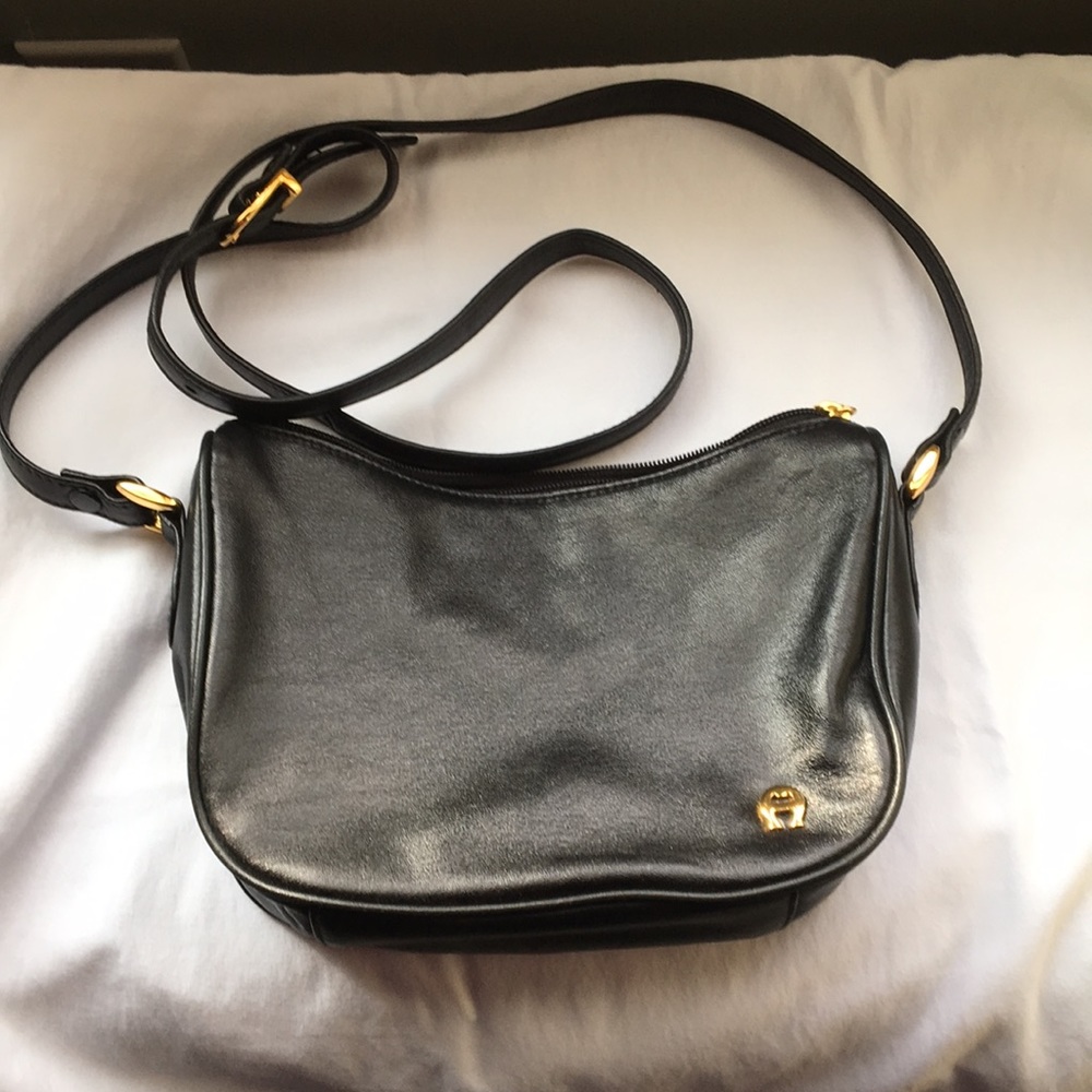 Etienne Aigner Black Leather Crossbody Purse
